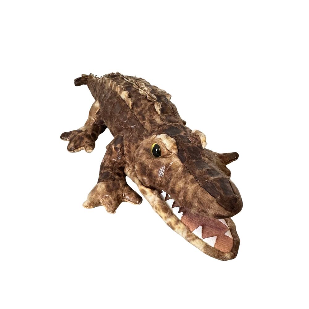 Vintage Alligator Puppet Plush Stuffed Animal Toy Pretend Play Sunny & Co Brown